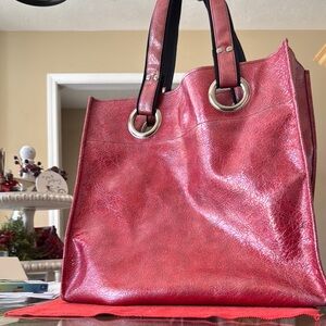 Red Leather Tote Bag